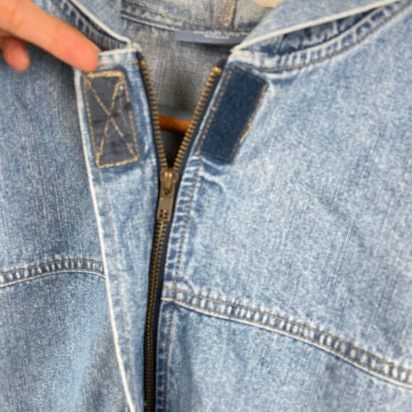 Y2K 90s Vintage Womens Jacket Sz XL Oversized Zip Denim Hoodie Utility Workwear - Picture 5 of 12